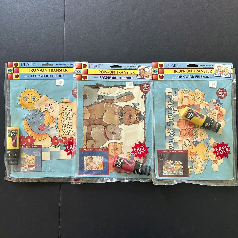 Plaid Iron On Transfer Lot Farmyard Friends Includes Free Fabric Paint